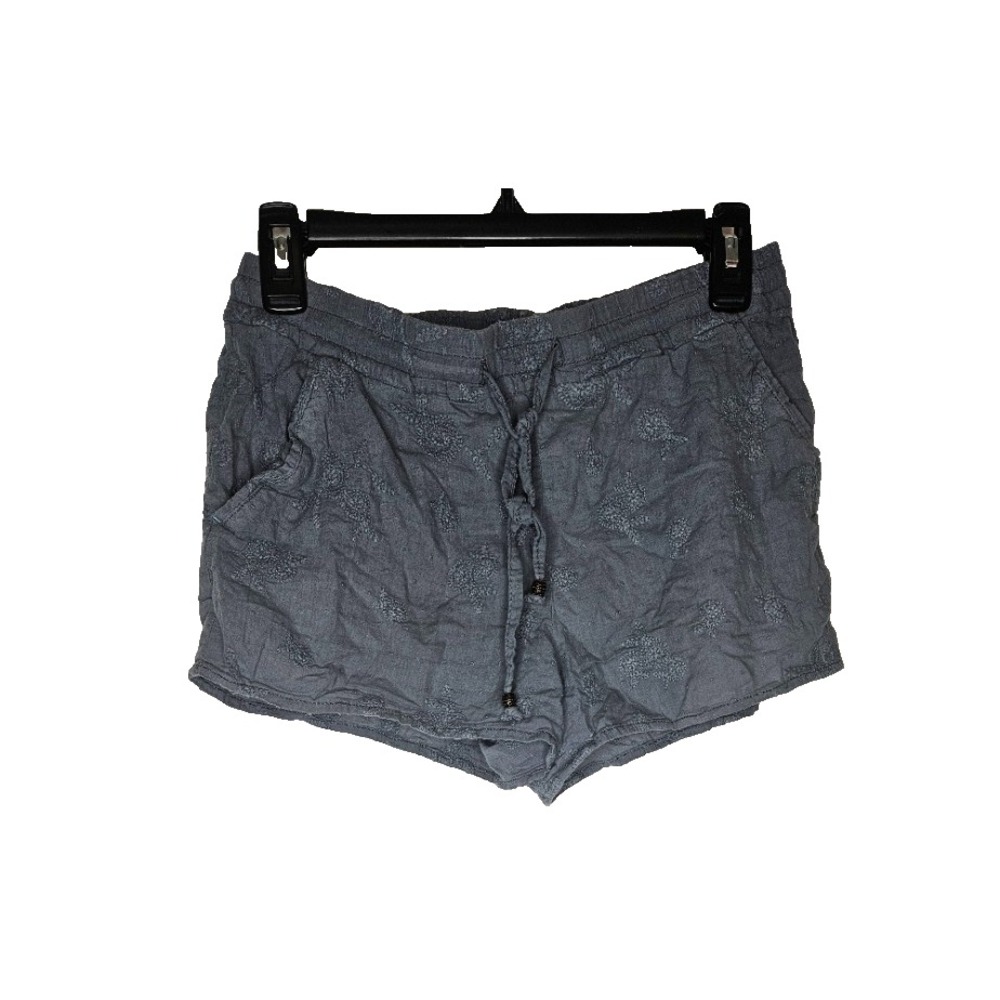 Anthropologie HEI HEI Shorts XS Gray Embroidered Cotton Boho Coastal Resort